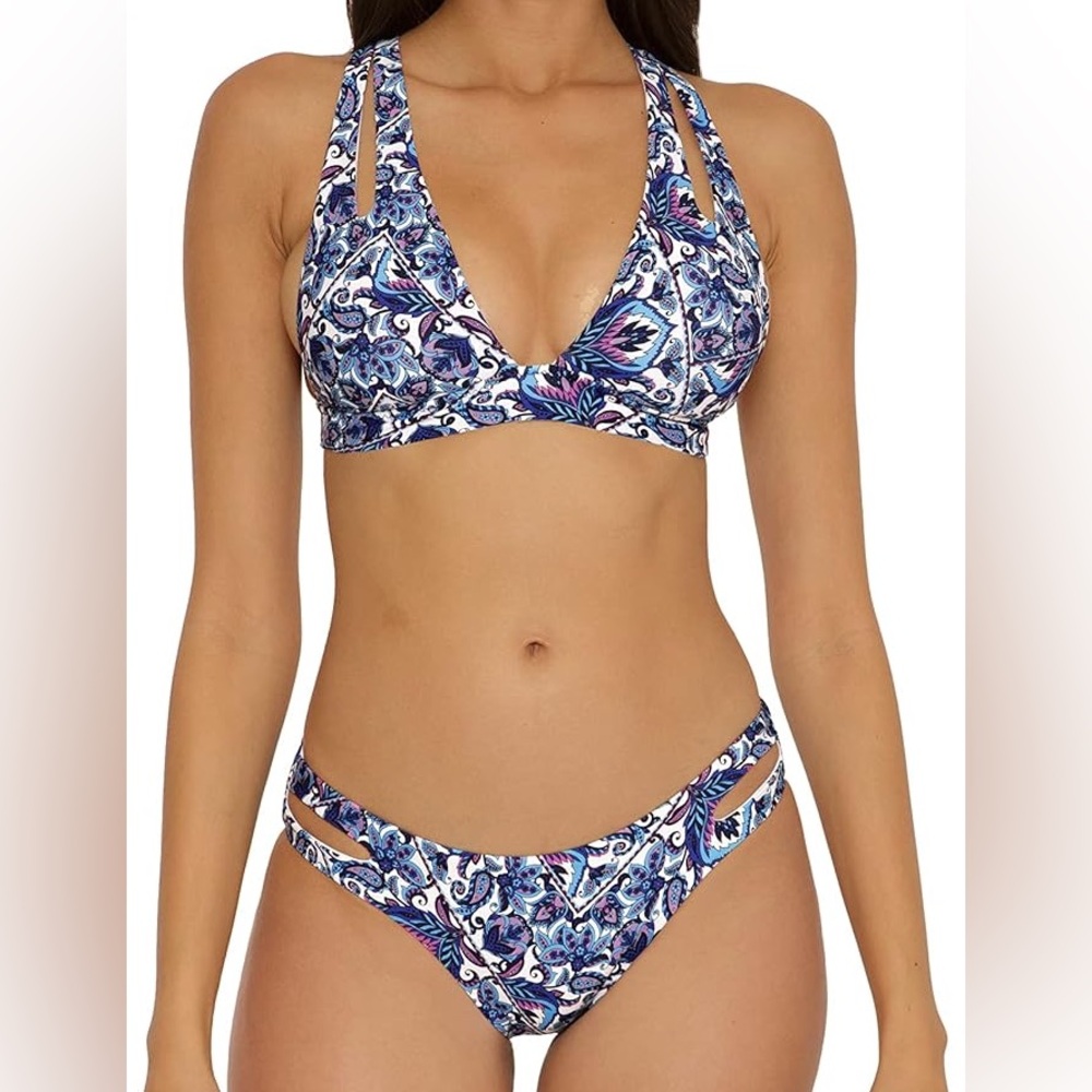 BECCA by Rebecca Virtue Women's Standard Print Play Cut Out Bikini set NWT